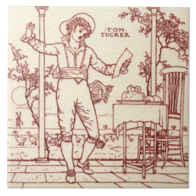 Repro Maw Crane Little Tommy Tucker Nursery Rhyme Kakelplatta (Framsidan)