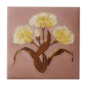Repro Meakin Art nouveau Pinks Carnations Blommigt Kakelplatta