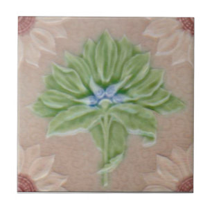 Repro Meakin Pastel Blommigt Majolica Faux Relief Kakelplatta