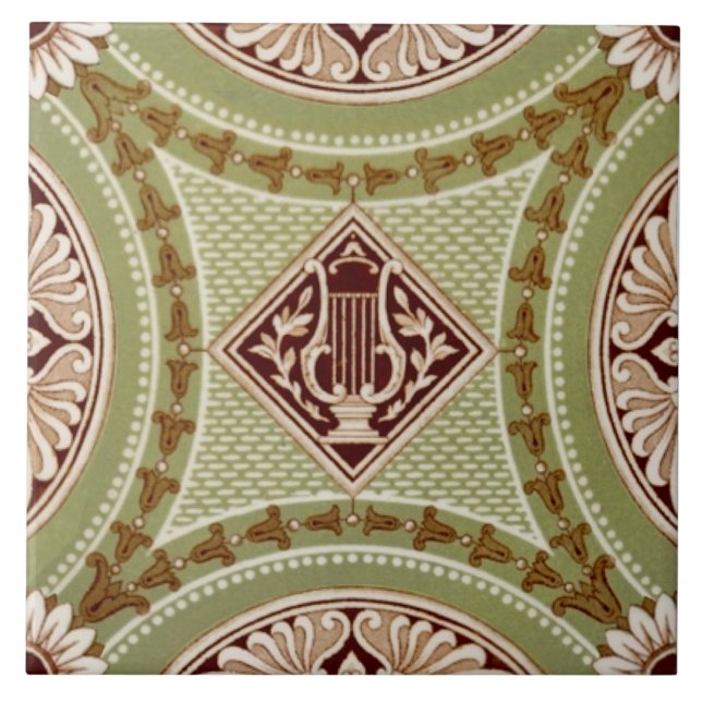 Repro Minton 1882 Neoklassisk Grönt Skriv ut Kakelplatta (Framsidan)