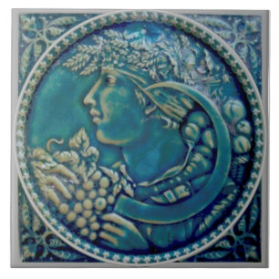 Repro Minton Hollis Grape Harvest Bacchus Majolica Kakelplatta