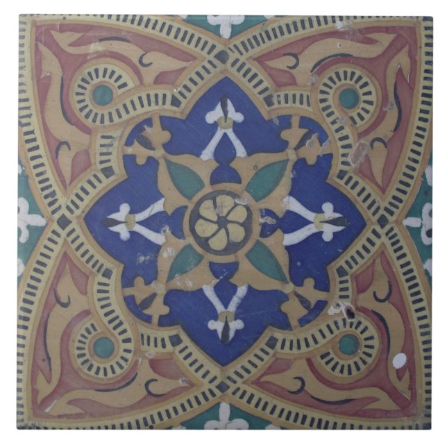 Repro Portugals färgstarka Blommönster Tile Kakelplatta (Framsidan)