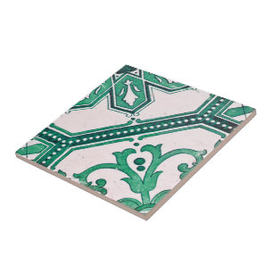 Repro Portugals Grönt Geometric Azulejos Tile Kakelplatta