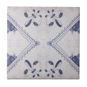 Repro portugisisk Blommigt Blue Azulejos Tile Kakelplatta
