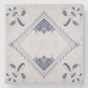 Repro portugisisk Blommigt Blue Azulejos Tile Stenunderlägg