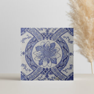 Repro portugisisk Blue Geometric Azulejos-Blommigt Kakelplatta