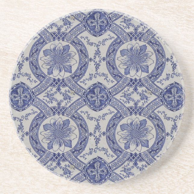 Repro portugisisk Blue Geometric Azulejos-Blommigt Underlägg (Framsidan)
