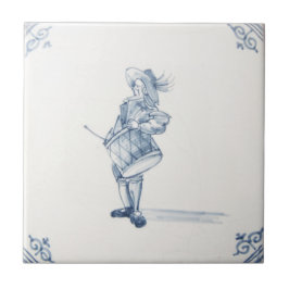 Repro portugisisk Drummer Blue Azulejos Tile Kakelplatta