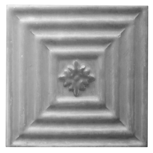 Repro portugisisk Faux Relief Grått Blommigt Tile Kakelplatta (Framsidan)