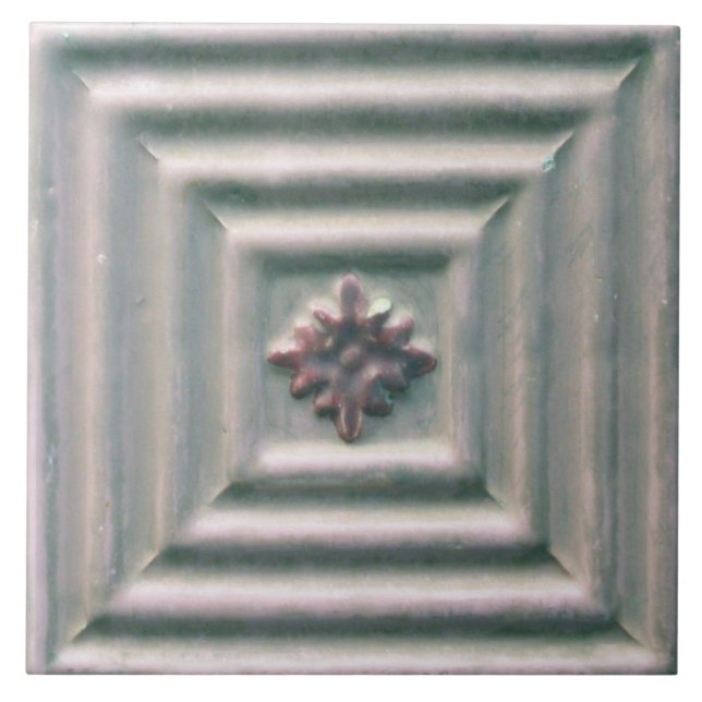Repro portugisisk Faux Relief Grått Blommigt Tile Kakelplatta (Framsidan)