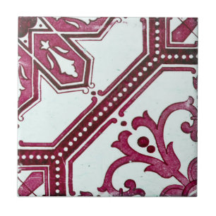 Repro Portugisiskt Rött Geometriskt Azulejos-kakel Kakelplatta