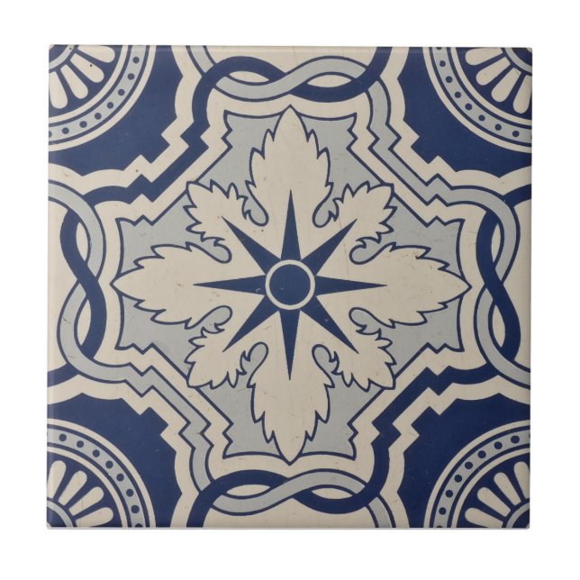 Repro PortuguBlue Geometric Azulejos Tile Kakelplatta (Framsidan)