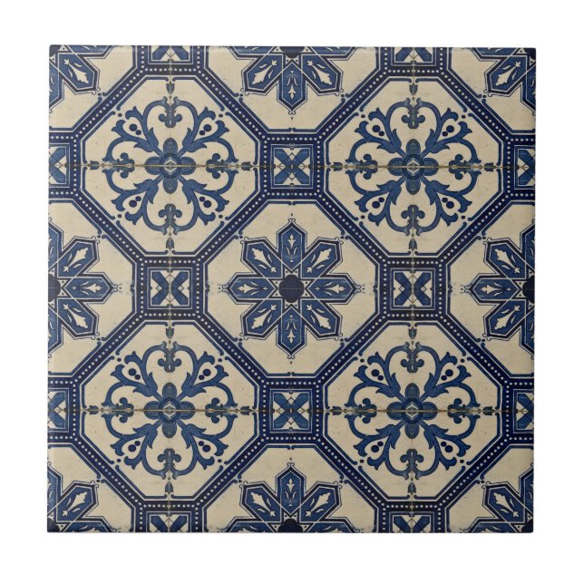 Repro PortuguBlue Geometric Azulejos Tile Kakelplatta (Framsidan)