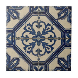 Repro PortuguBlue Geometric Azulejos Tile Kakelplatta