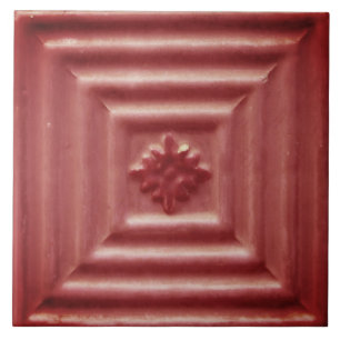 Repro Portuguesa Faux Relief Red Blommigt Tile Kakelplatta