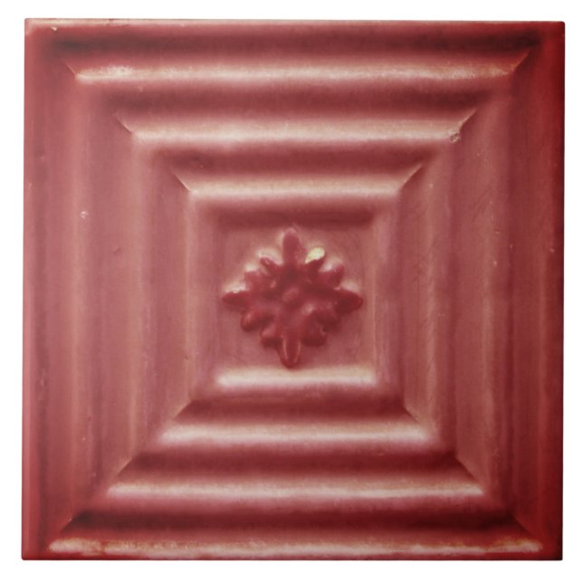 Repro Portuguesa Faux Relief Red Blommigt Tile Kakelplatta (Framsidan)
