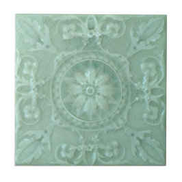 Repro Seafoam Symmetrical Faux Relief Majolica Kakelplatta