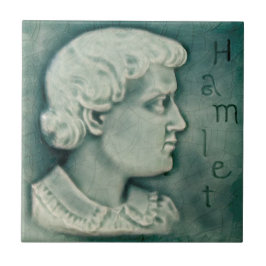 Repro Shakespeare Hamlet Porträtt Faux Relief Teal Kakelplatta