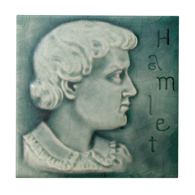 Repro Shakespeare Hamlet Porträtt Faux Relief Teal Kakelplatta (Framsidan)