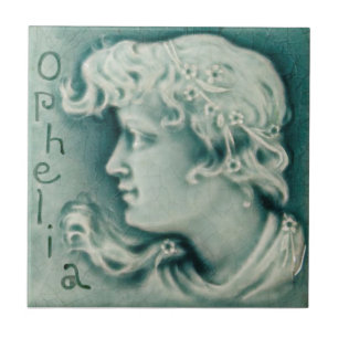 Repro Shakespeare Ophelia Porträtt Faux Relief Kakelplatta
