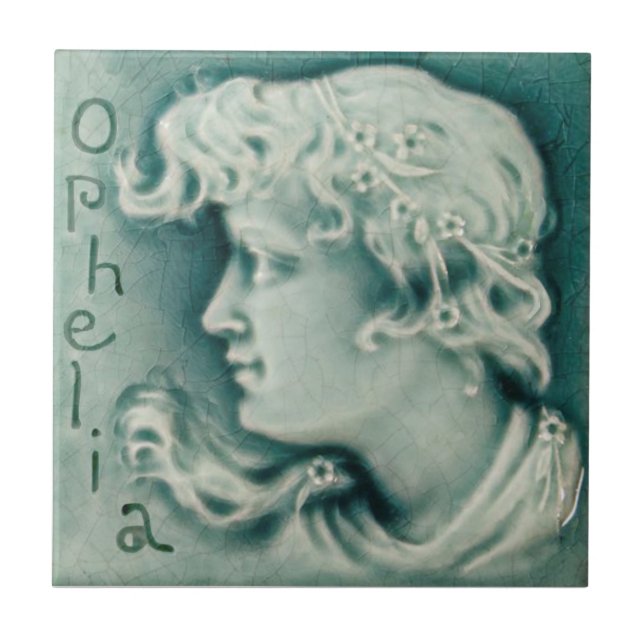 Repro Shakespeare Ophelia Porträtt Faux Relief Kakelplatta (Framsidan)