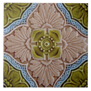 Repro Sherwin & Cotton Molded Majolica Glazed Art Kakelplatta