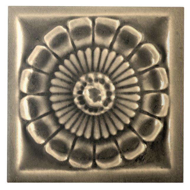 Repro Spain AzulejosFaux relief Grått Blommigt Til Kakelplatta (Framsidan)