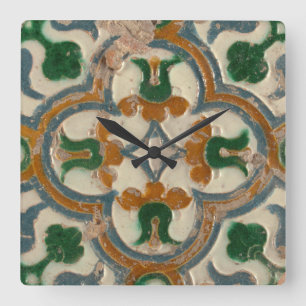 Repro Spain Geometric Azulejos Blommigt Fyrkantig Klocka