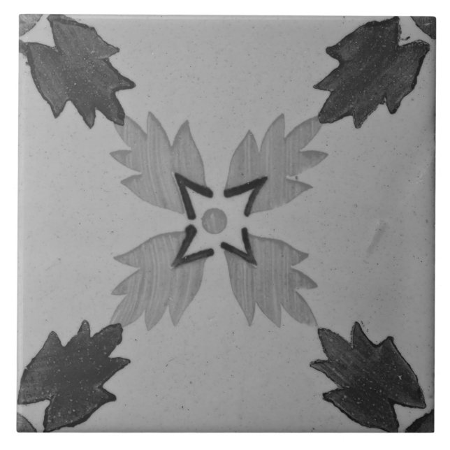 Repro Spain Geometric Azulejos Blommigt Grått Kakelplatta (Framsidan)