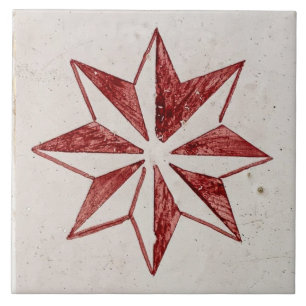 Repro Spain Geometric Azulejos Blommigt Red Kakelplatta
