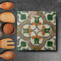 Repro Spain Geometric Azulejos Blommigt Tile