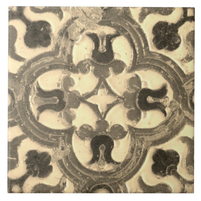 Repro Spain Geometric Azulejos Blommigt Tile Kakelplatta (Framsidan)