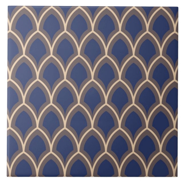 Repro Spain Geometric  Azulejos Blue Kakelplatta (Framsidan)