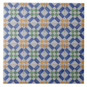 Repro Spain Geometric Azulejos Blue Tile Kakelplatta