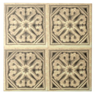 Repro Spain Maure Blommönster Faux relief Til Kakelplatta