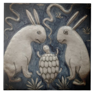 Repro Spain Rabbit Tortoise Grått Tile Kakelplatta