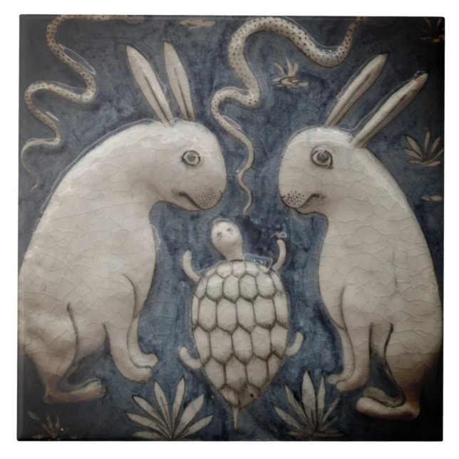 Repro Spain Rabbit Tortoise Grått Tile Kakelplatta (Framsidan)
