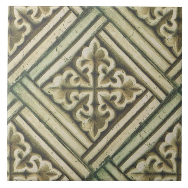 Repro Spansk Maure Blommönster Fals relief Kakelplatta (Framsidan)