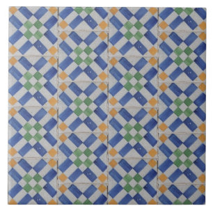Repro Spanska Geometriska Azulejos Blå Gul Kakel