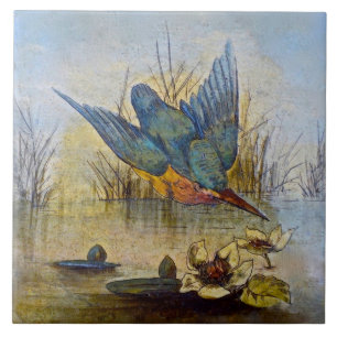 Repro Victorian Handmålat Bird Tile Design Kakelplatta
