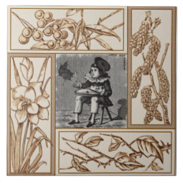 Repro Victorian Little Jack Horner Nursery Rhyme Kakelplatta