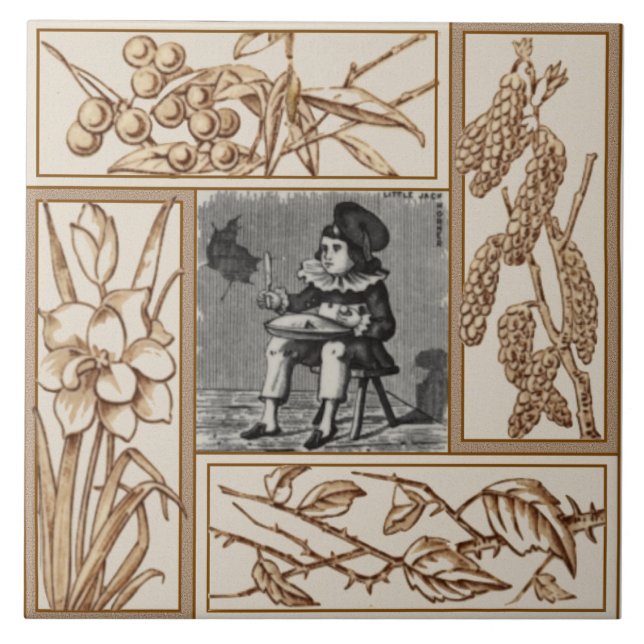 Repro Victorian Little Jack Horner Nursery Rhyme Kakelplatta (Framsidan)