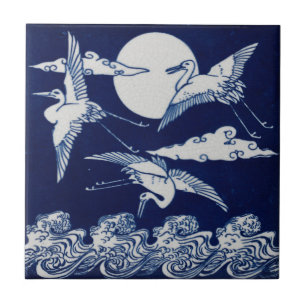 Repro Victorian Minton Tile med Storks Måne Kakelplatta