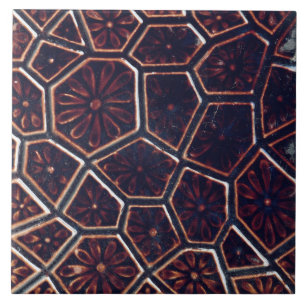 Repro Vintage Faux relief Brown Geometric Blommigt Kakelplatta