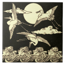 Repro Vintage Minton Black and White English Tile