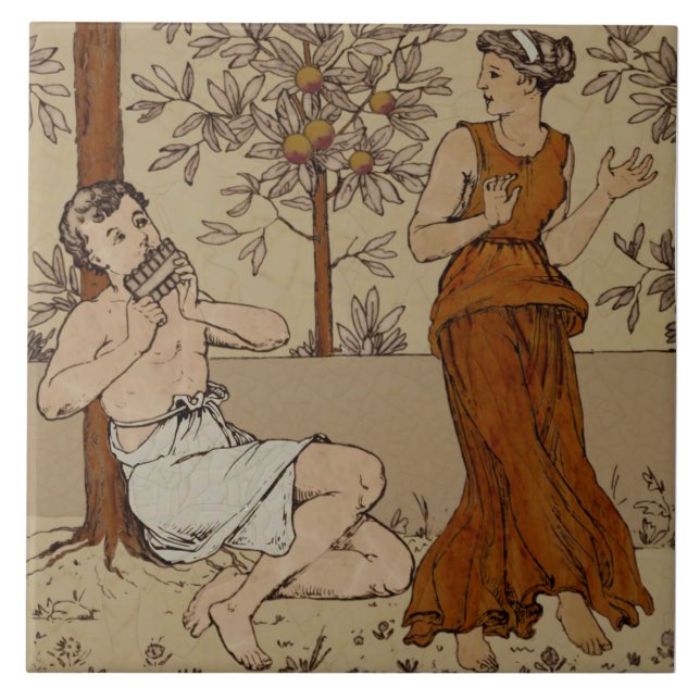 Repro Wedgwood Neoklassisk Orange Grove-musiker Kakelplatta (Framsidan)