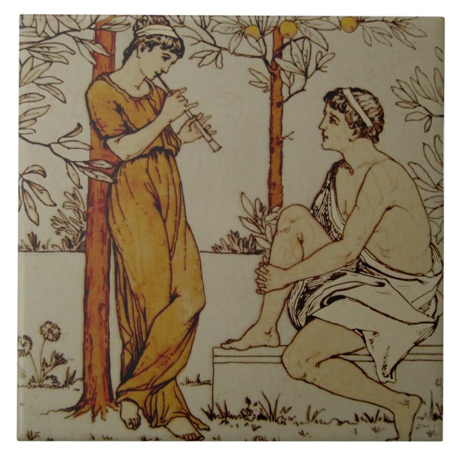 Repro Wedgwood Neoklassisk Orange Grove-musiker Kakelplatta (Framsidan)