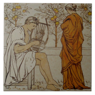 Repro Wedgwood Neoklassisk Orange Grove-musiker Kakelplatta
