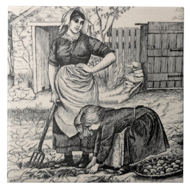 Repro WM Wise Land Village Life Potato Harvest Kakelplatta (Framsidan)