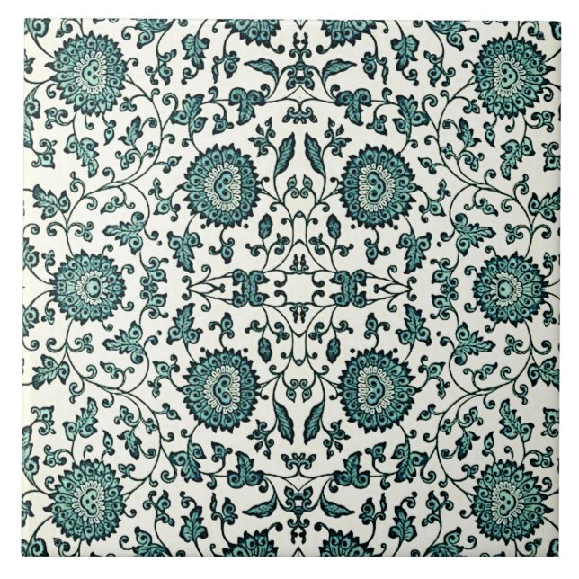 Reproduction art nouveau China Blommönster Reprodu Kakelplatta (Framsidan)